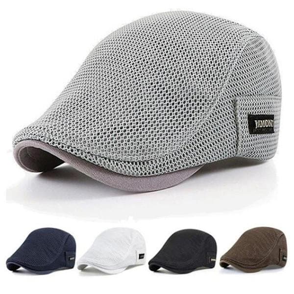 Cabbie Flat Cap Breathable Mesh Newsboy Beret Ivy Cap Black Black