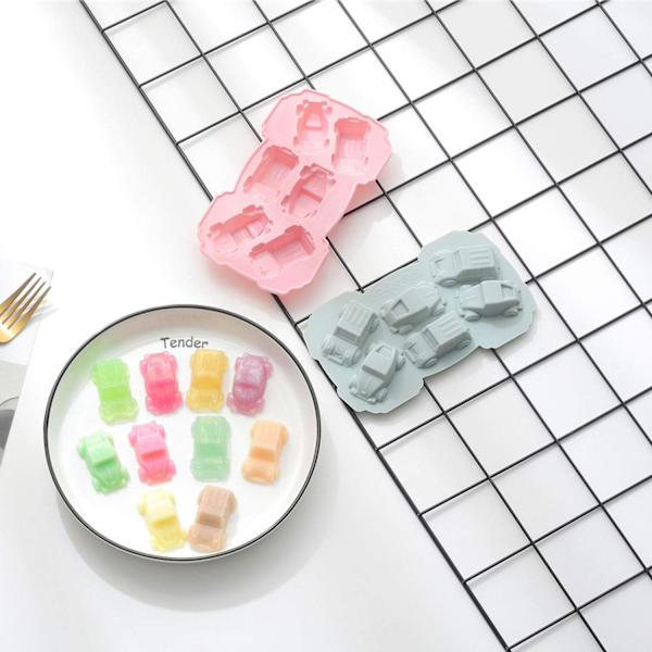Bil Silikoneform 3D Bilform Chokolade Slikform Sød Racerbilform til Børn Brugt til at lave håndlavede kager, farveblyanter, fondant, isterninger (2 stk)