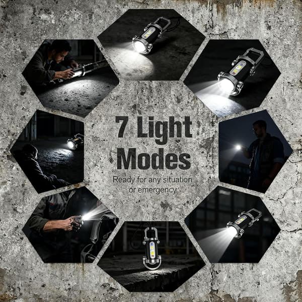 2-pack Rechargeable Keychain Flashlight & Phone Charger, 1200LM Strong 7 Modes Water Resistant 2PCS