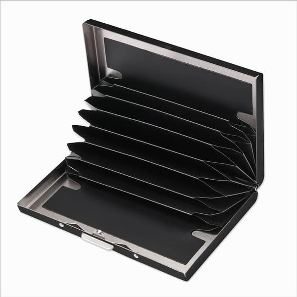 Kortholder med rum - Beskytter mod RFID - Rustfrit stål - Pung metal Sort