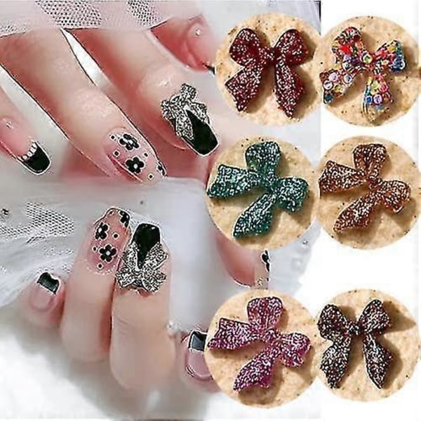 Nagelkonst Glitter Fjäril Rosett Nagelcharm, 70 st 3D Nagelcharm för Akryl Resin Naglar DIY Manikyr Tips Dekoration ##-1. Obs: Inget Lim.