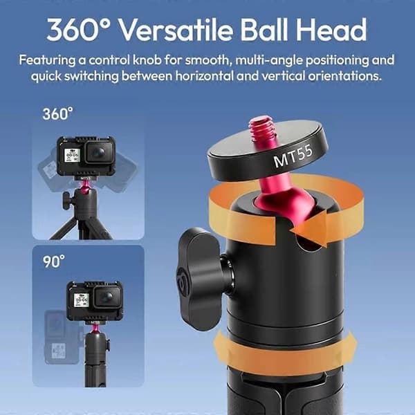 MT55 SnapGo Mini Selfiestang Stativ 4 Pro-moduser Skyt Mantis Stropp Selfiestang Stativ for Kamera Utendørs Vlogg-opptak