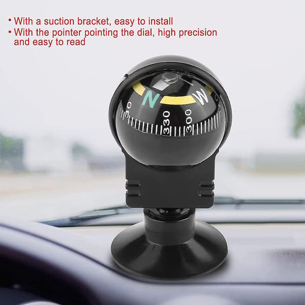 Dash Mount Kompass, justerbar Dash Mount Kompass Navigasjon Fottur Retningsvisende Guide Ball Bil