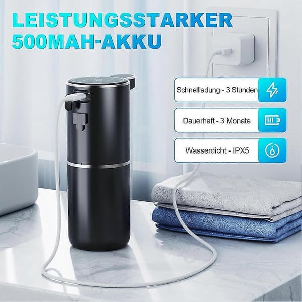 Automatisk såpedispenser, 380 ml, elektrisk veggmontering, berøringsfri automatisk såpedispenser, USB oppladbar gel