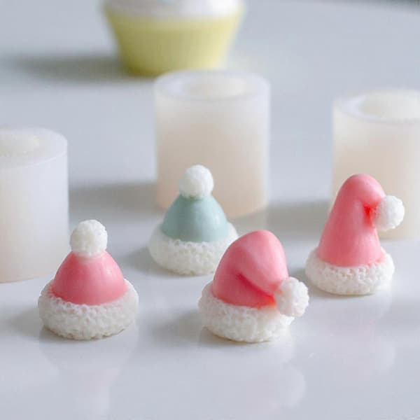 Söt julhatt ljusform Unik julnyckelringform Liten chokladform Aromaterapi ljus tvålform