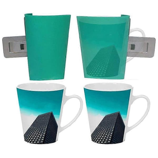 3-pack 3D sublimering silikon konisk mugg wrap form muggklämma 12OZ koppklämma fixtur för tryckmuggar Green & silver