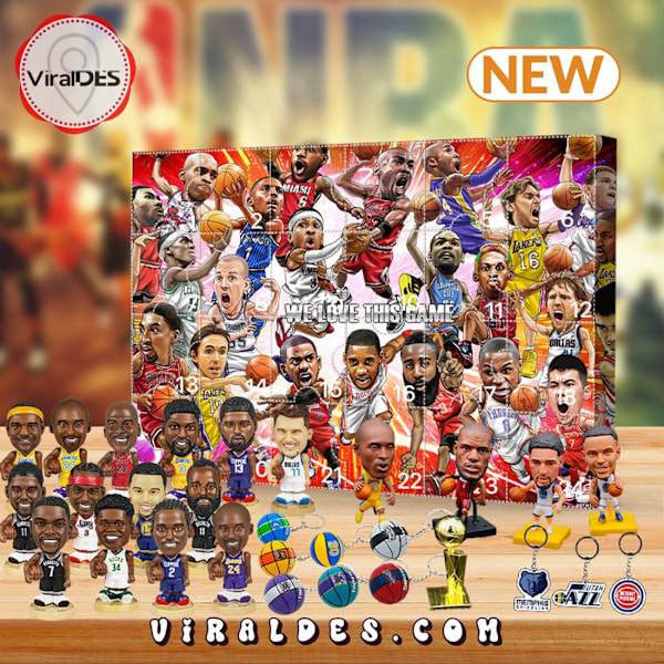 NBA Julekalender 2024 til Jul - NBA Julekalender med 24 Døre, James, Kobe, osv. Tartan Gaveæsker A