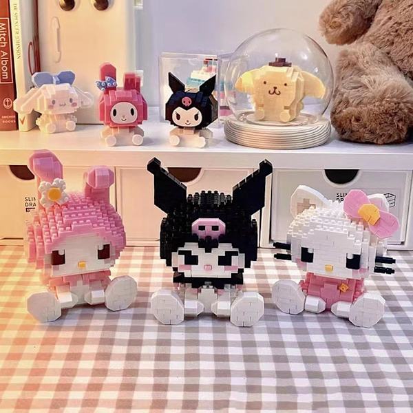 4-delt sæt af byggeklodser mini anime karakter legetøj, værelse dekoration, tegneserie byggeklodser model kit, til intellektuel uddannelse, fødselsdagsgave
