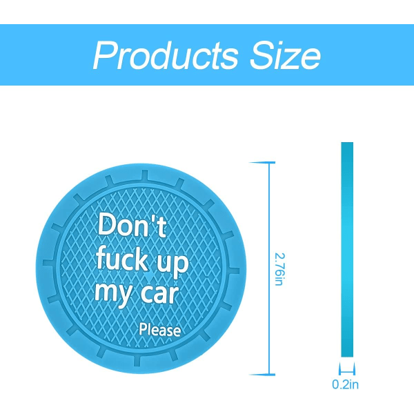 2 stk. bilkopholder-underlag, 2,75 tommer skridsikre PVC-indsatser, ridsefrie kopmåtter, bilinteriørtilbehør, universal til bil, SUV, lastbil (blå)