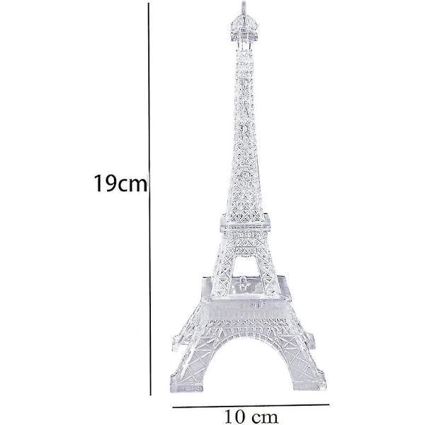 Eiffeltårn Natlampe Indbygget Farveskift Skrivebord Soveværelse Dekoration LED Lampe Farverig Paris Mode Stil Akryl 19 cm Kagepynt