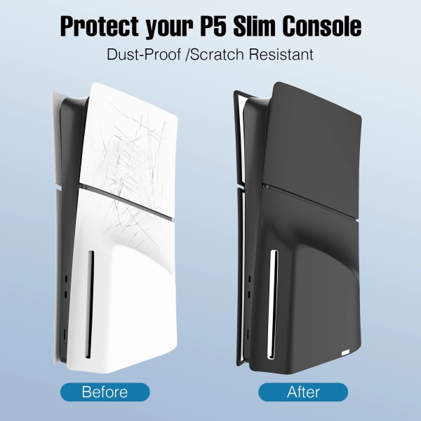 Svart färg, PS5 Slim host silikon skyddsfodral PS5 slim host damm och reptålig silikon sleeve PS5 slim tillbehör Black