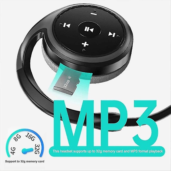 Trådløse hovedtelefoner In-ear High-fidelity Audio Sports Løbehovedtelefoner Med Mikrofon Understøtter Tf Kort Fm Radio Sort