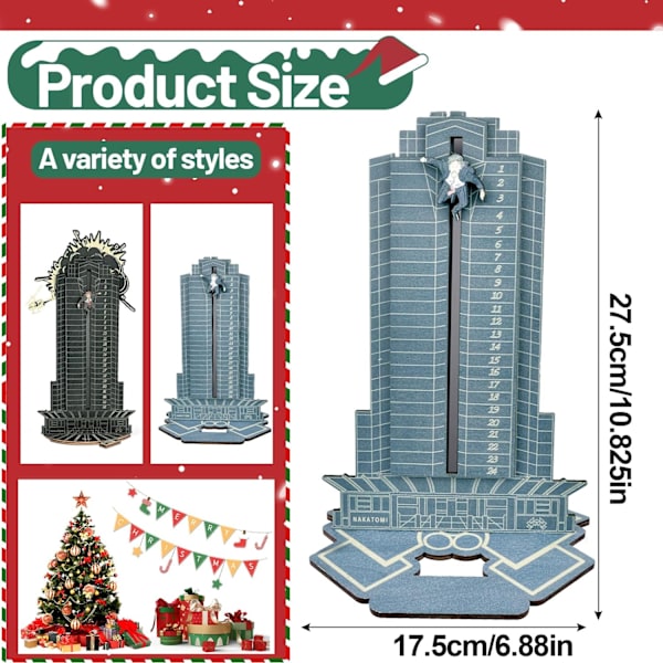 Joulu Die Hard -adventtikalenteri, joulukalenteri Hans Gruber -adventtikalenteri 24 päivää, adventtikalenteri juhliin, luokkahuonepalkintoihin (musta)