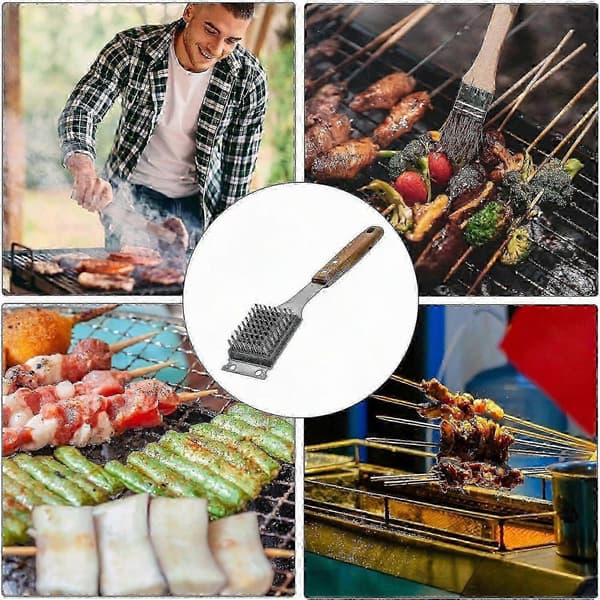 Kraftig grillbørste med tredobbelte skrubbehoveder til grillvedligeholdelse Ref:3127