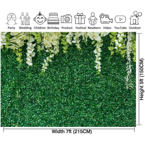 Vihreä tausta kukilla, vihreä lehti, valkoinen kukka, valokuvaustausta, häätausta häävastaanotolle, seremonia, syntymäpäivätausta