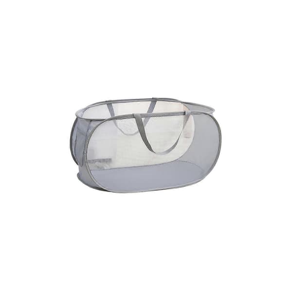 Nylon Mesh Laundry Hamper Foldable Ventilated Four-Sided Design with Handles, 62 x 29 x 33