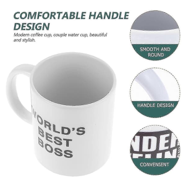 350ml Keramisk Mugg Dunder Mifflin Världens Bästa Chef Vattenkopp Personlighet Kontor Kaffekopp (Vit)