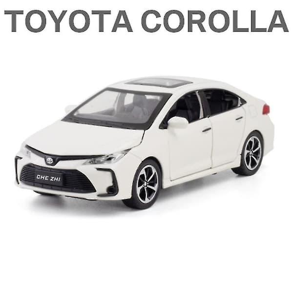 1:32 Toyota Corolla Metall Lekebil med Lyd og Lys - Samleobjekt for Barn White