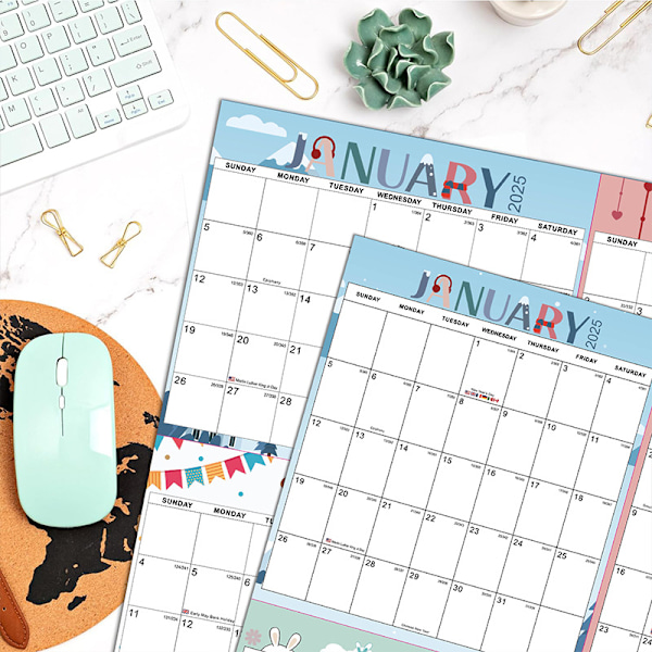 2025 kalender ekstra stor vægdekoration sletbar pen Dobbeltsidet planlægningskalender memo