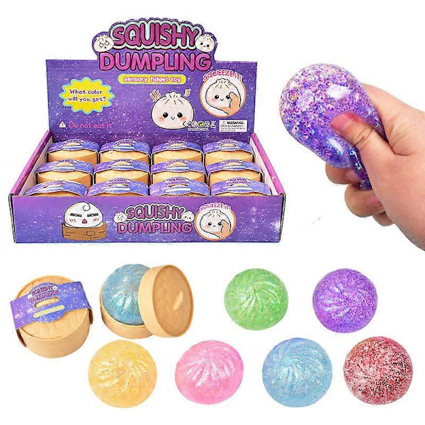 12 st Dumpling Squishy Blind Box, Glitter Dumpling Squishy, Söta Dumplings Stressbollar