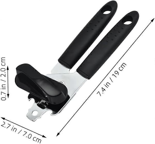 Manuel dåseåbner og flaskeåbner i rustfrit stål med ergonomisk greb til nem brug i køkkenet
