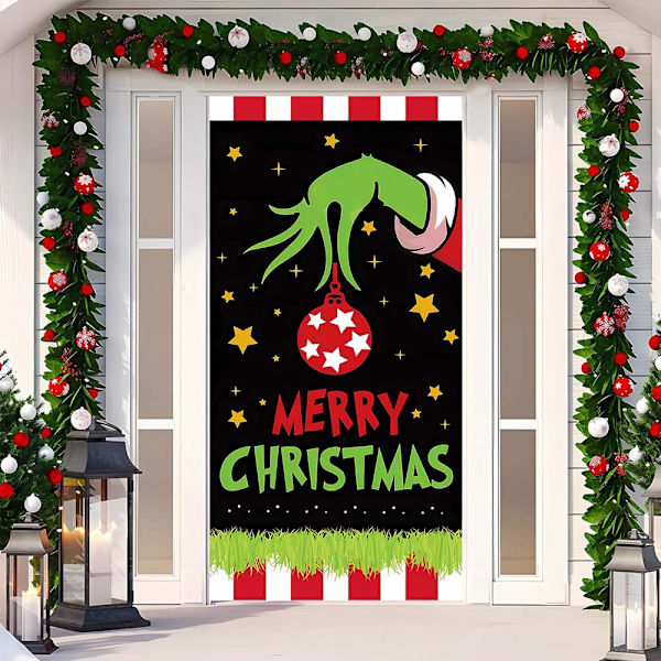 Jul Dörrömslag God Jul Grinchmas Font Veranda Skylt Vinter Nyår Jul Jul Dekorationer och Tillbehör för Hemfest