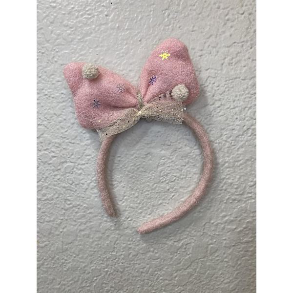 Sød juletema-hovedbøjle, sød sløjfe-hovedbøjle og rensdyrgevir-hovedbøjle (Pink Ribbon Headband L1)