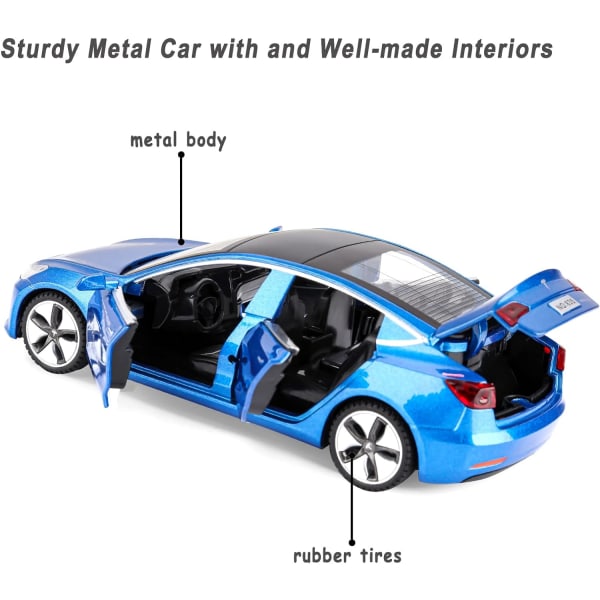 Modellbil Model 3 Diecast Metallmodellbilar Dra Bil för Pojkar och Flickor 3-12 År Gamla