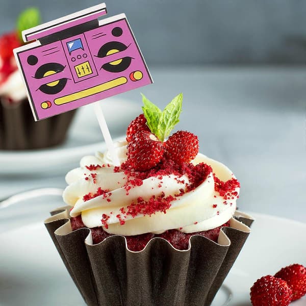 Disco Cupcake Topper 42 st för temafest efterrättsdekoration