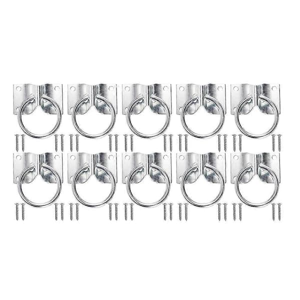 10-pack bindring för häst, blockbindring med skruvar, väggmonterad hästbindring i rostfritt stål, fästningsring Silver