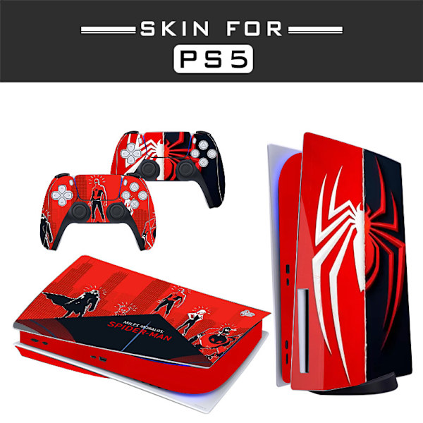 Klistremerke til PS5 - Kompatibel med PS5 - Deksel for å tilpasse konsollen - Fjernet vinylfilm - Matt Satin HD-kvalitet (Disk, Spiderman03)