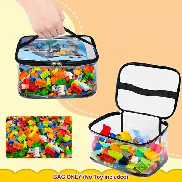 Storage Bag Compatible with LEGO Transparent PVC Building Block Organizer 1 pc, 23 x 16 x 13