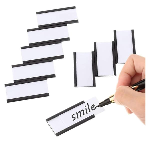 Magnetic Label Holders 1 inch x 2 inch with White Card Inserts and Transparent Plastic Covers Magnetic Data Card Holders