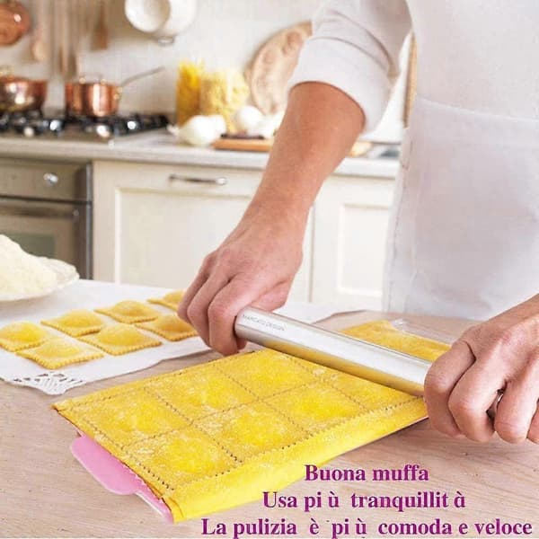 Dumplingforme, Rund Won Ton Form/Firkantet Won Ton Form, 10 Stykker til Pastaform og Pressepasta (Pink, 26.5 * 10.5 * 2cm)*2, 2024 Ping