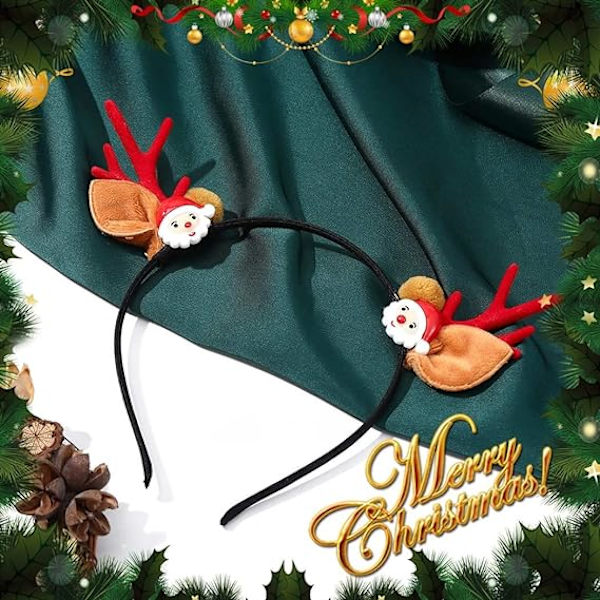 Reinsdyrgevir Jul Hodebånd Santa Hårbøyle Xmas Hodeplagg Søt Hårbånd Hodeplagg Ferie Hårtilbehør
