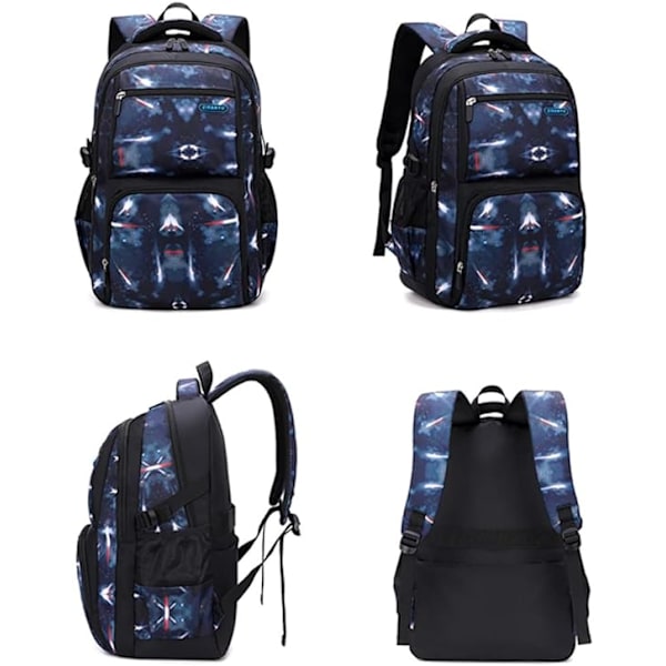 Alkeiskouluikäisten teini-ikäisten koululaukku Poikien reppu Lounasturkin kynäkotelo Galaxy Print Kestävä koululaukku Pojille ja tytöille