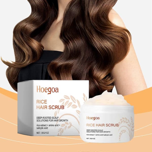 Hoegoa Rice Head Scrub Rengör mjäll, återfuktar, fluffar och stärker hårvårdsskrubb 1PCS