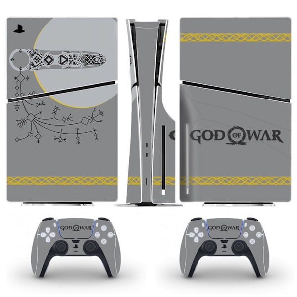 Playstation 5 Slim Ps5 Slim God of War Grå Skin Dekal Och Controller Stickers Set, Reptålig (Disk) Style11