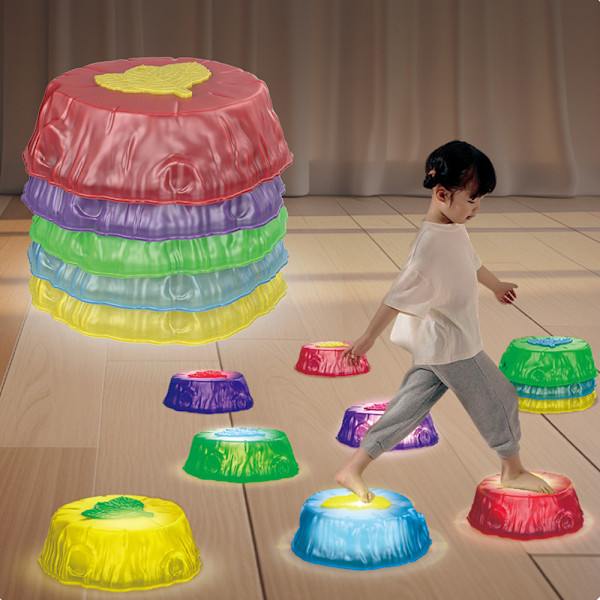 Stepping Stones for Kids - Sklisikre Sansestimulerende Stepping Stones, Interaktive Hage Steiner, Sklisikre Balanserende Elvesteiner, Fremmer Koordinasjon for Barn A