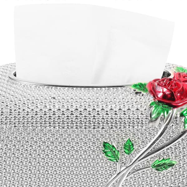 Paper Towel Box Rose Pattern Tissue Storage Case for Decor