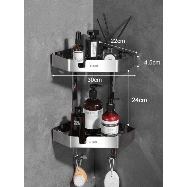 304 ruostumattomasta teräksestä valmistettu kulmateline Kylpyhuone Kylpyhuone Perforointi-vapaa Jalusta Hylly Kosmetiikka-asema Kulmavarastohylly