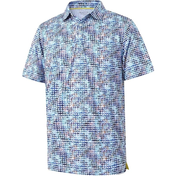 Herrgolftröjor, Dry Fit, Kortärmad, Mönstrad, Fukttransporterande prestanda 4XL