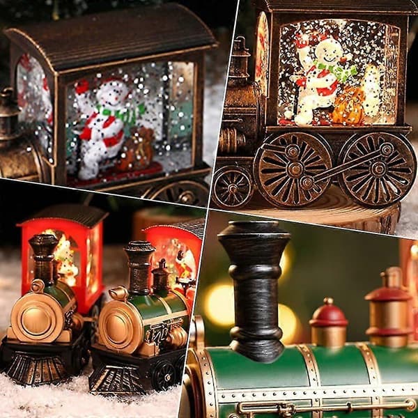Christmas Snow Globe Lantern Train For Christmas Home Decor Gift Snowman green