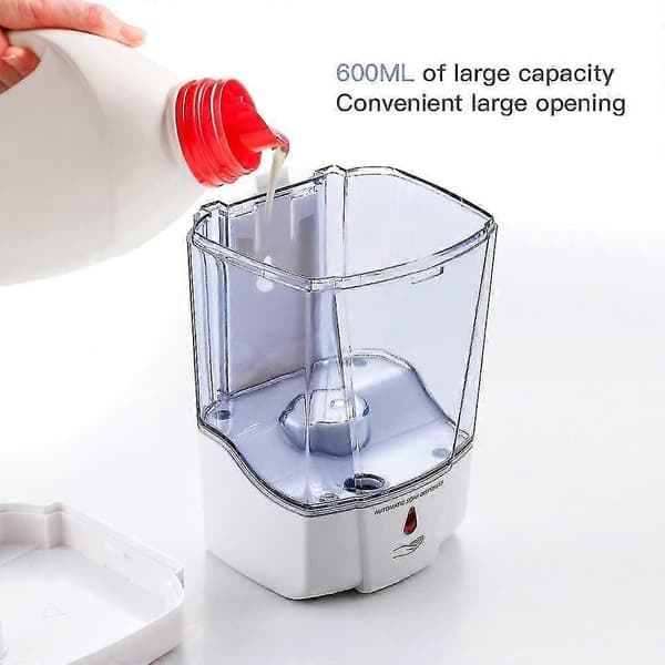 Automatisk sæbedispenser vægmonteret, håndspritdispenser 600ml/20oz berøringsfri sensor håndfri sæbedispenser til gel/væske, ABS-plast, hvid