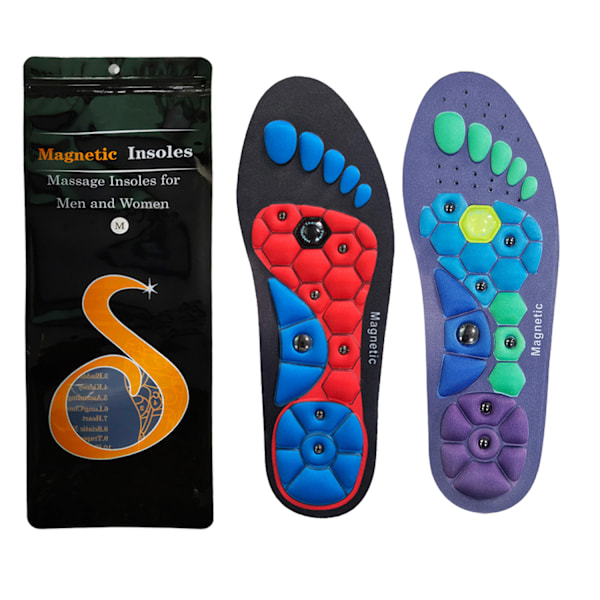 1 Pari Magneettiset Akupainantapohjalliset Unisex Jalkaholvituki Edistää Verenkiertoa Lievittää Väsymystä Ortopediset Black S 35-39
