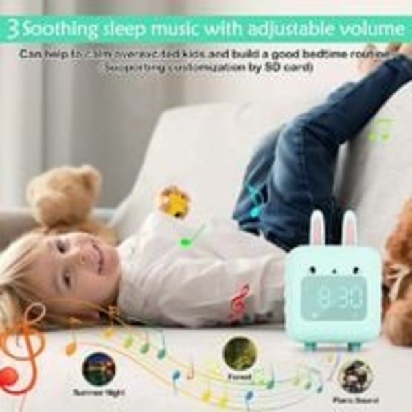 Kanin smart väckarklocka student liten väckarklocka c-band musikalisk laddning för barn med nattlampa pojkar och flickor 8469123mm grön