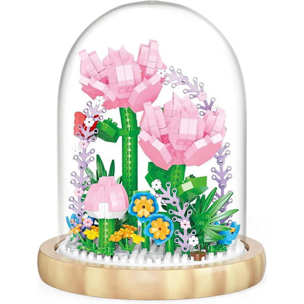 Nellike Blomsterbuket Byggesæt Legetøj 624Pcs Mini Klodser Blomstersæt, Voksen Botanisk Samling Venner Sæt, Gaver