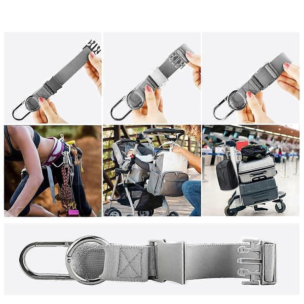 Elastisk jacka Gripper Reserem med D-ringkrokar och spänne, resväskebälten resetillbehör Gray