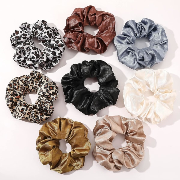 Hårbånd Silke Satin Scrunchie - Hår Elastikker Bånd Hestehale Holder Pakke med Neutral Scrubchy Hår Tilbehør Kvinder Piger