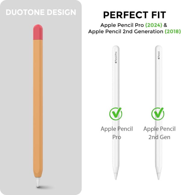 2025 Latest Model Duotone Case for Apple Pencil 2nd Generation & Apple Pencil Pro (2024) Ultra-Thin Protective Silicone Skin Compatible